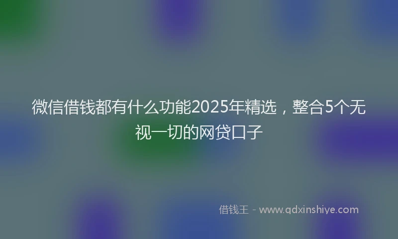 微信借钱都有什么功能2025年精选，整合5个无视一切的网贷口子