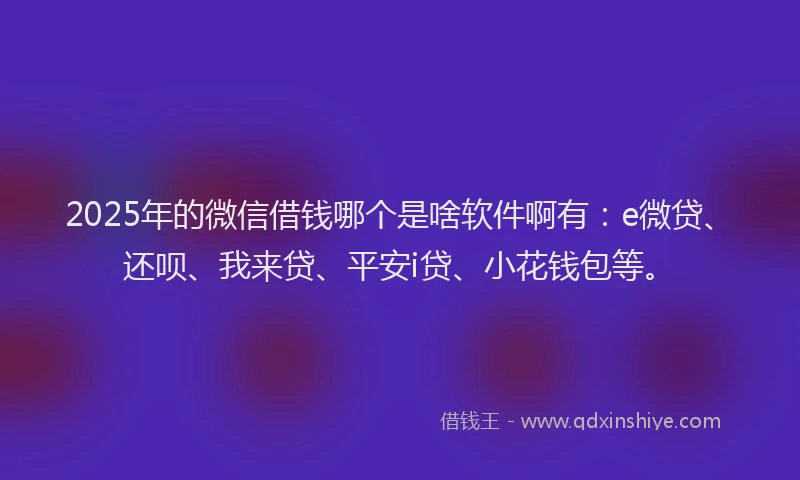 2025年的微信借钱哪个是啥软件啊有：e微贷、还呗、我来贷、平安i贷、小花钱包等。