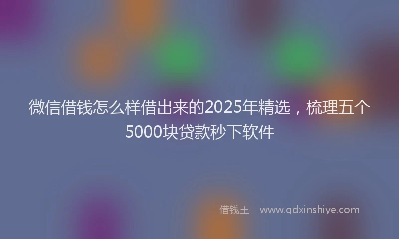 微信借钱怎么样借出来的2025年精选，梳理五个5000块贷款秒下软件