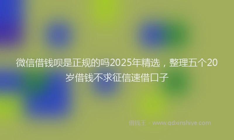 微信借钱呗是正规的吗2025年精选，整理五个20岁借钱不求征信速借口子