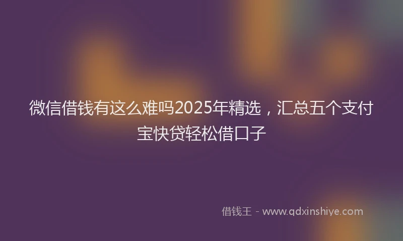微信借钱有这么难吗2025年精选，汇总五个支付宝快贷轻松借口子