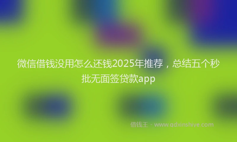 微信借钱没用怎么还钱2025年推荐，总结五个秒批无面签贷款app