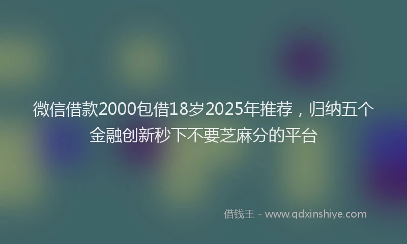 微信借款2000包借18岁2025年推荐，归纳五个金融创新秒下不要芝麻分的平台