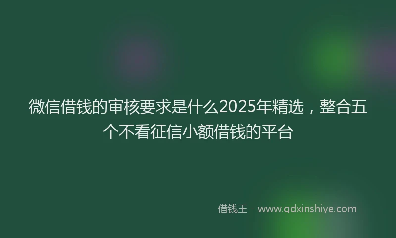 微信借钱的审核要求是什么2025年精选，整合五个不看征信小额借钱的平台
