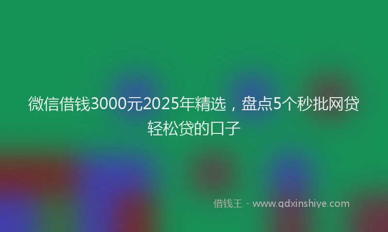 微信借钱3000元2025年精选，盘点5个秒批网贷轻松贷的口子