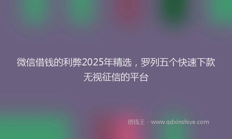 微信借钱的利弊2025年精选，罗列五个快速下款无视征信的平台