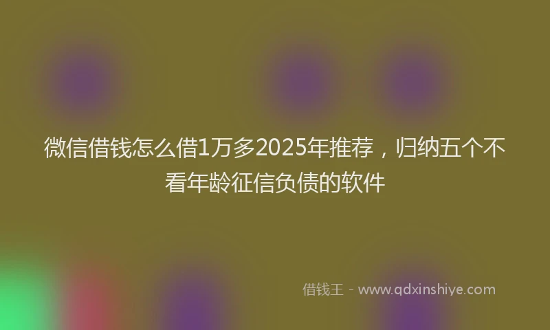微信借钱怎么借1万多2025年推荐，归纳五个不看年龄征信负债的软件