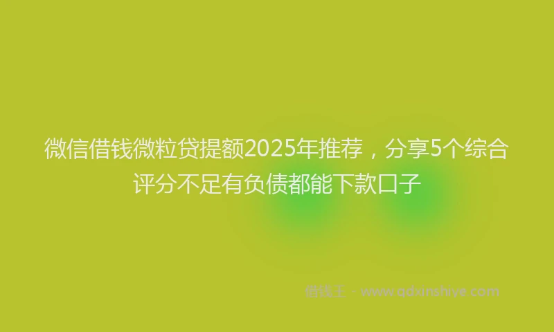 微信借钱微粒贷提额2025年推荐，分享5个综合评分不足有负债都能下款口子