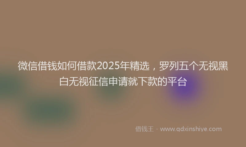 微信借钱如何借款2025年精选，罗列五个无视黑白无视征信申请就下款的平台