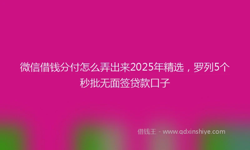 微信借钱分付怎么弄出来2025年精选，罗列5个秒批无面签贷款口子