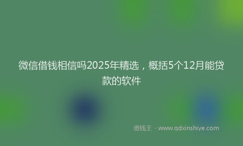 微信借钱相信吗2025年精选，概括5个12月能贷款的软件