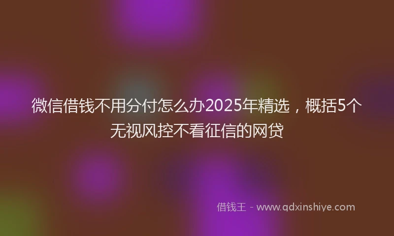 微信借钱不用分付怎么办2025年精选，概括5个无视风控不看征信的网贷