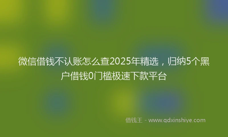 微信借钱不认账怎么查2025年精选，归纳5个黑户借钱0门槛极速下款平台
