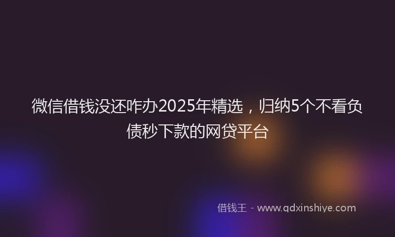 微信借钱没还咋办2025年精选，归纳5个不看负债秒下款的网贷平台