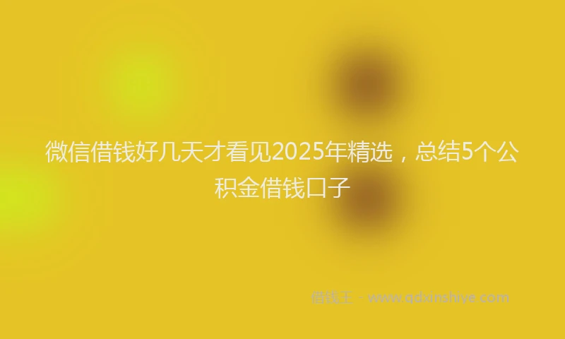 微信借钱好几天才看见2025年精选，总结5个公积金借钱口子