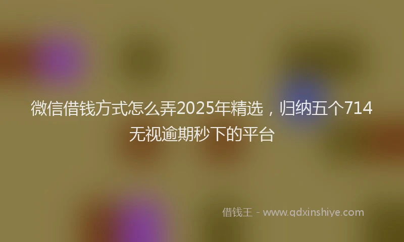 微信借钱方式怎么弄2025年精选，归纳五个714无视逾期秒下的平台