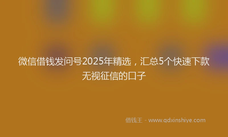 微信借钱发问号2025年精选，汇总5个快速下款无视征信的口子
