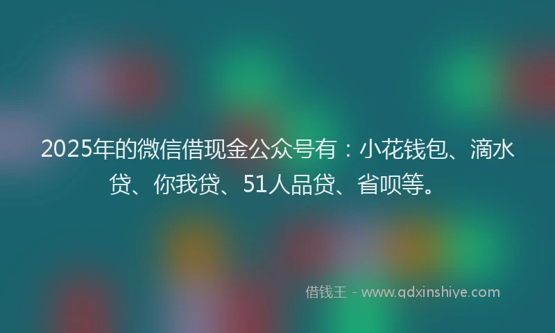 2025年的微信借现金公众号有：小花钱包、滴水贷、你我贷、51人品贷、省呗等。
