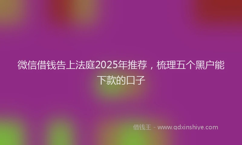 微信借钱告上法庭2025年推荐，梳理五个黑户能下款的口子