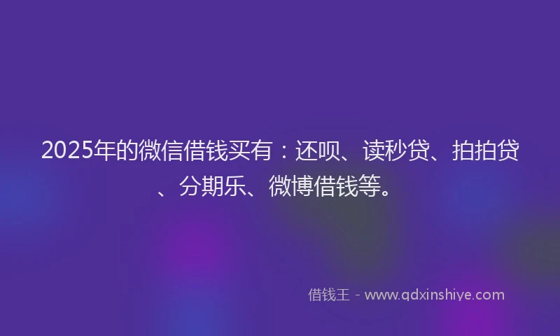2025年的微信借钱买有：还呗、读秒贷、拍拍贷、分期乐、微博借钱等。