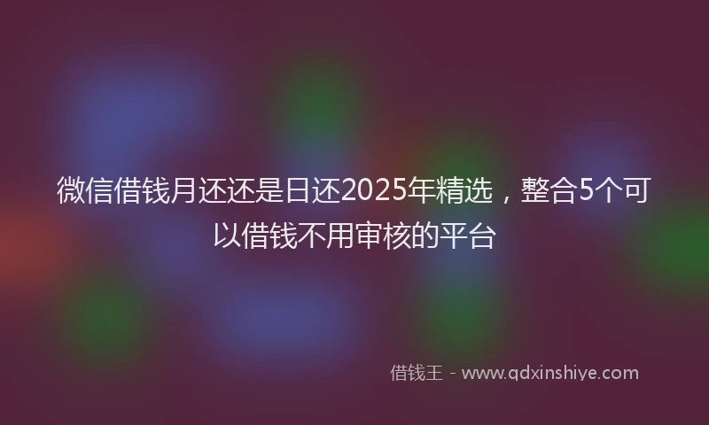 微信借钱月还还是日还2025年精选，整合5个可以借钱不用审核的平台
