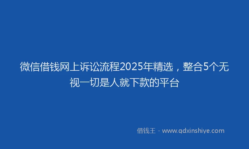 微信借钱网上诉讼流程2025年精选，整合5个无视一切是人就下款的平台
