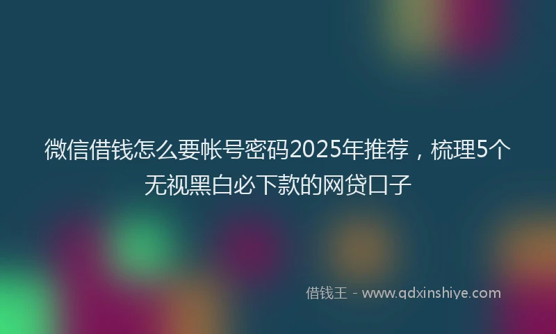 微信借钱怎么要帐号密码2025年推荐，梳理5个无视黑白必下款的网贷口子