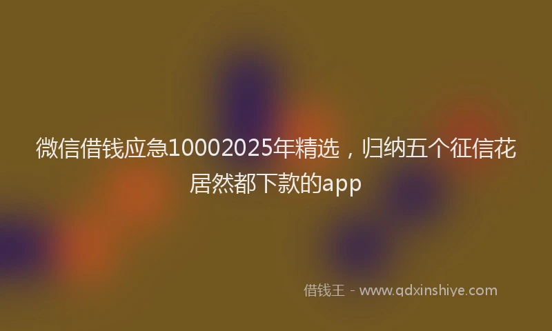 微信借钱应急10002025年精选，归纳五个征信花居然都下款的app