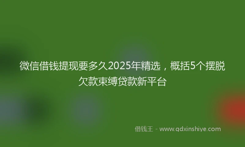 微信借钱提现要多久2025年精选，概括5个摆脱欠款束缚贷款新平台