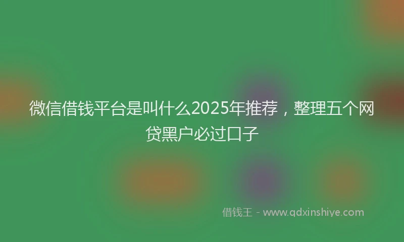 微信借钱平台是叫什么2025年推荐，整理五个网贷黑户必过口子