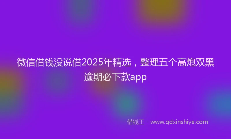 微信借钱没说借2025年精选，整理五个高炮双黑逾期必下款app