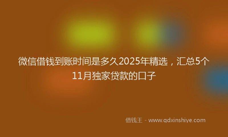 微信借钱到账时间是多久2025年精选，汇总5个11月独家贷款的口子