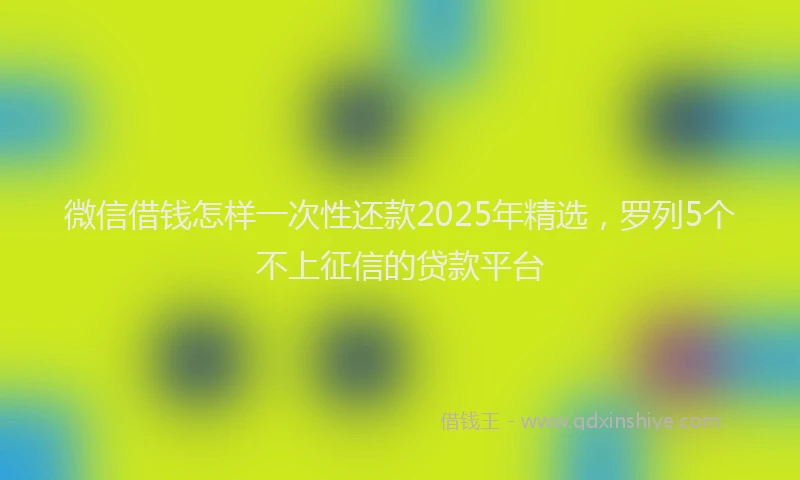 微信借钱怎样一次性还款2025年精选，罗列5个不上征信的贷款平台