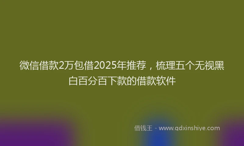 微信借款2万包借2025年推荐，梳理五个无视黑白百分百下款的借款软件