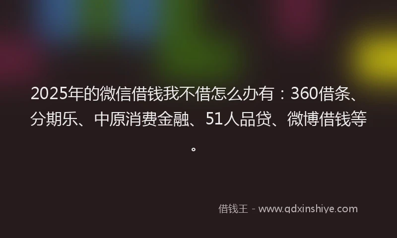 2025年的微信借钱我不借怎么办有：360借条、分期乐、中原消费金融、51人品贷、微博借钱等。