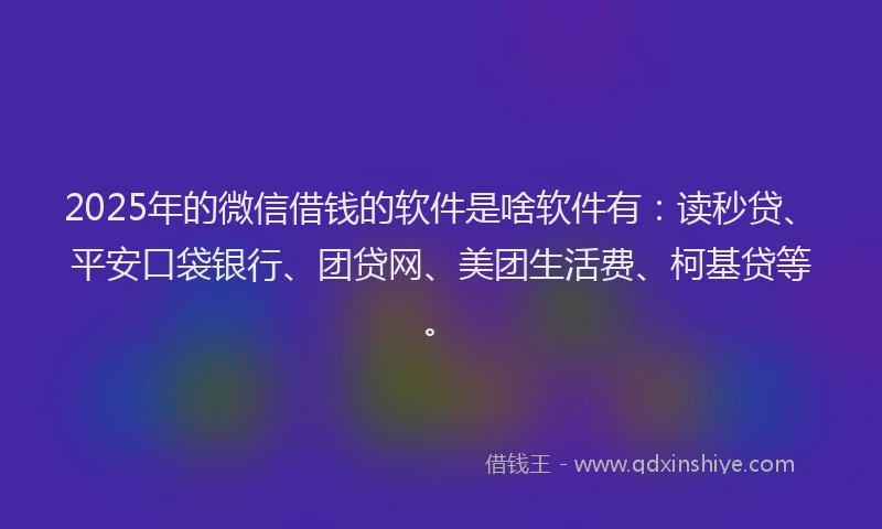 2025年的微信借钱的软件是啥软件有：读秒贷、平安口袋银行、团贷网、美团生活费、柯基贷等。