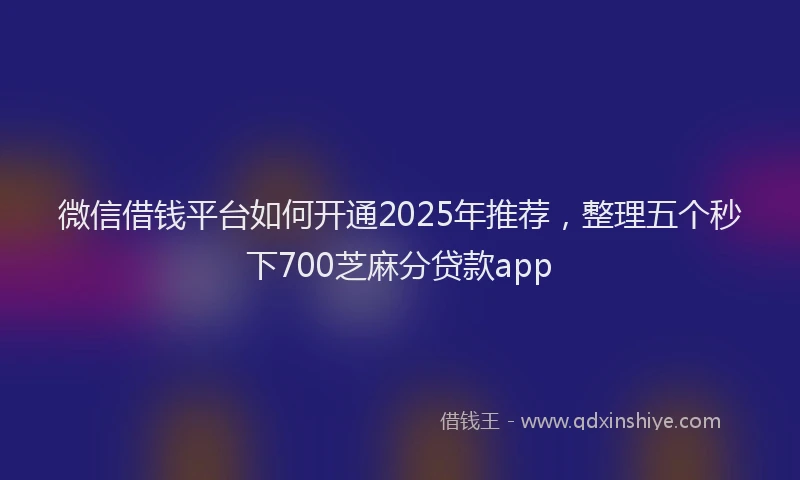 微信借钱平台如何开通2025年推荐，整理五个秒下700芝麻分贷款app