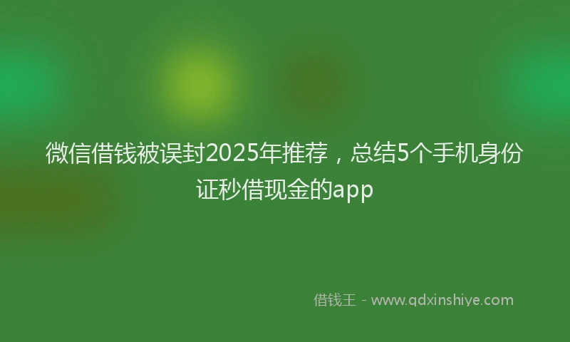 微信借钱被误封2025年推荐，总结5个手机身份证秒借现金的app