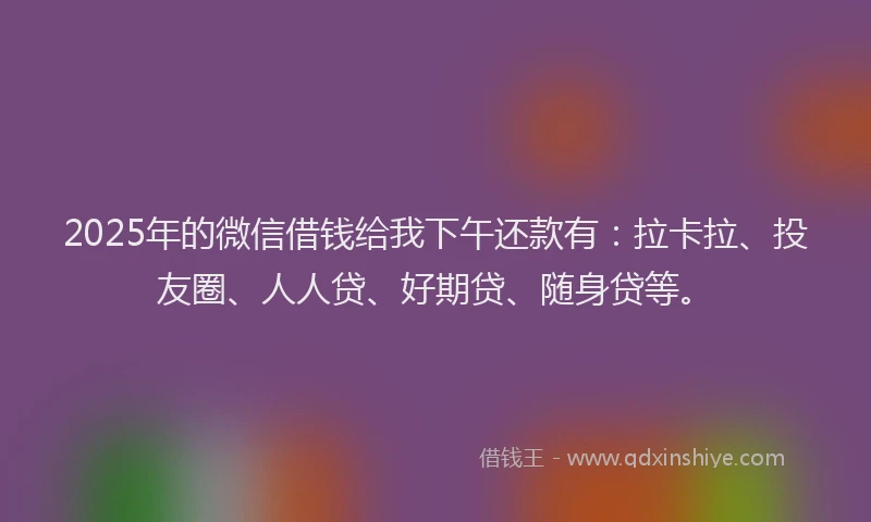 2025年的微信借钱给我下午还款有：拉卡拉、投友圈、人人贷、好期贷、随身贷等。