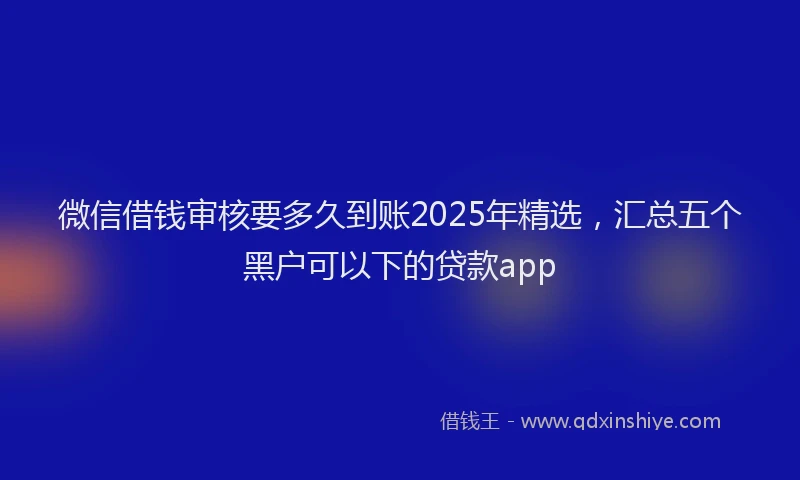 微信借钱审核要多久到账2025年精选，汇总五个黑户可以下的贷款app
