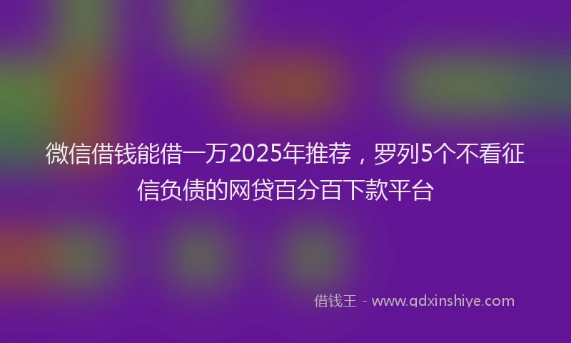 微信借钱能借一万2025年推荐，罗列5个不看征信负债的网贷百分百下款平台