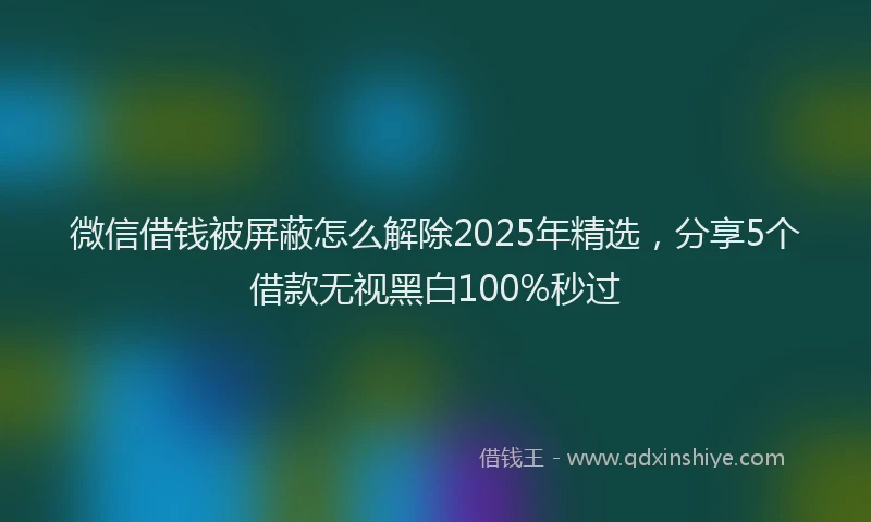 微信借钱被屏蔽怎么解除2025年精选，分享5个借款无视黑白100%秒过