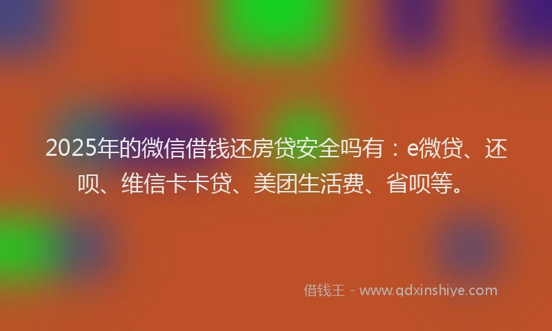 2025年的微信借钱还房贷安全吗有：e微贷、还呗、维信卡卡贷、美团生活费、省呗等。