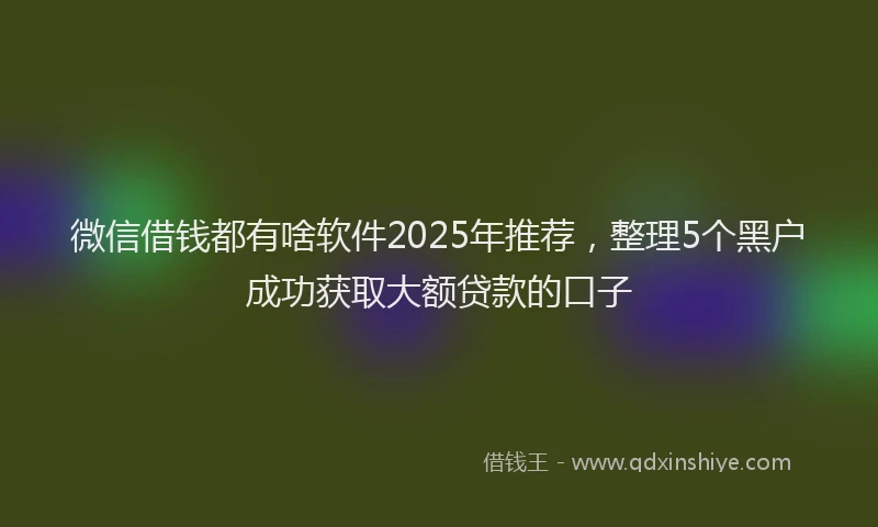 微信借钱都有啥软件2025年推荐，整理5个黑户成功获取大额贷款的口子