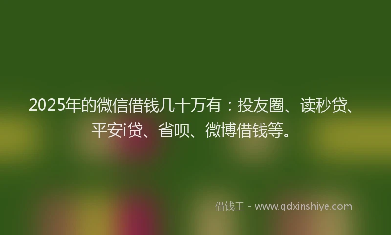 2025年的微信借钱几十万有：投友圈、读秒贷、平安i贷、省呗、微博借钱等。