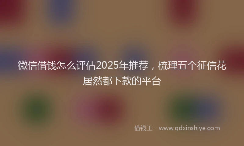 微信借钱怎么评估2025年推荐，梳理五个征信花居然都下款的平台
