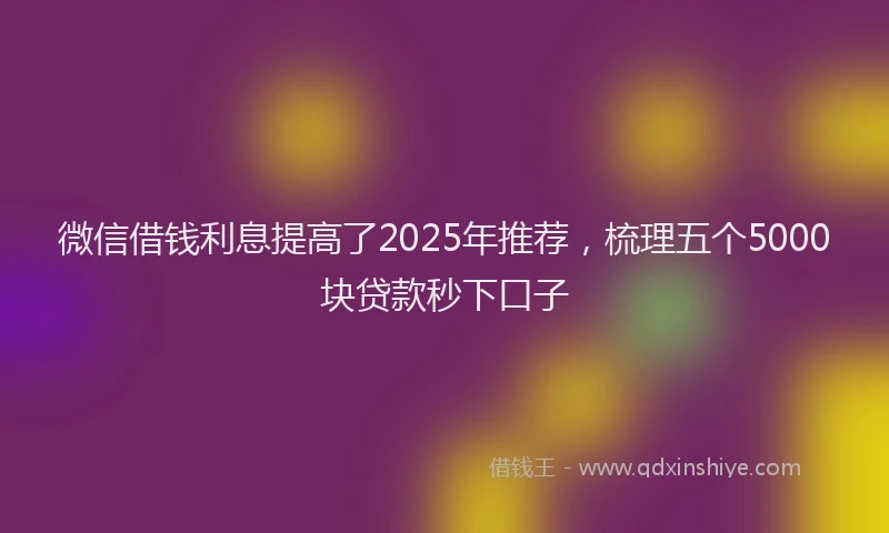 微信借钱利息提高了2025年推荐，梳理五个5000块贷款秒下口子