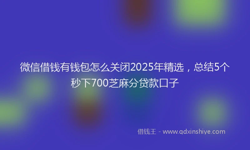 微信借钱有钱包怎么关闭2025年精选，总结5个秒下700芝麻分贷款口子