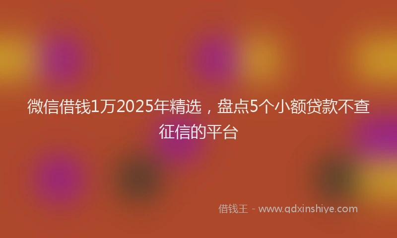 微信借钱1万2025年精选，盘点5个小额贷款不查征信的平台