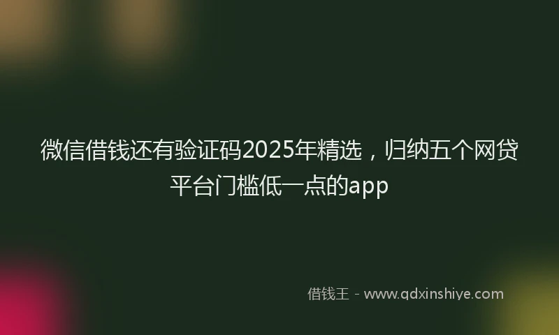 微信借钱还有验证码2025年精选，归纳五个网贷平台门槛低一点的app